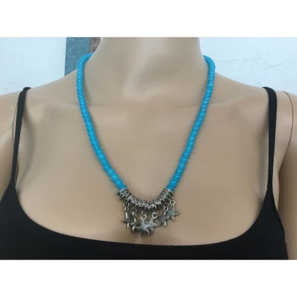 Blue Bead Necklace with Starfish